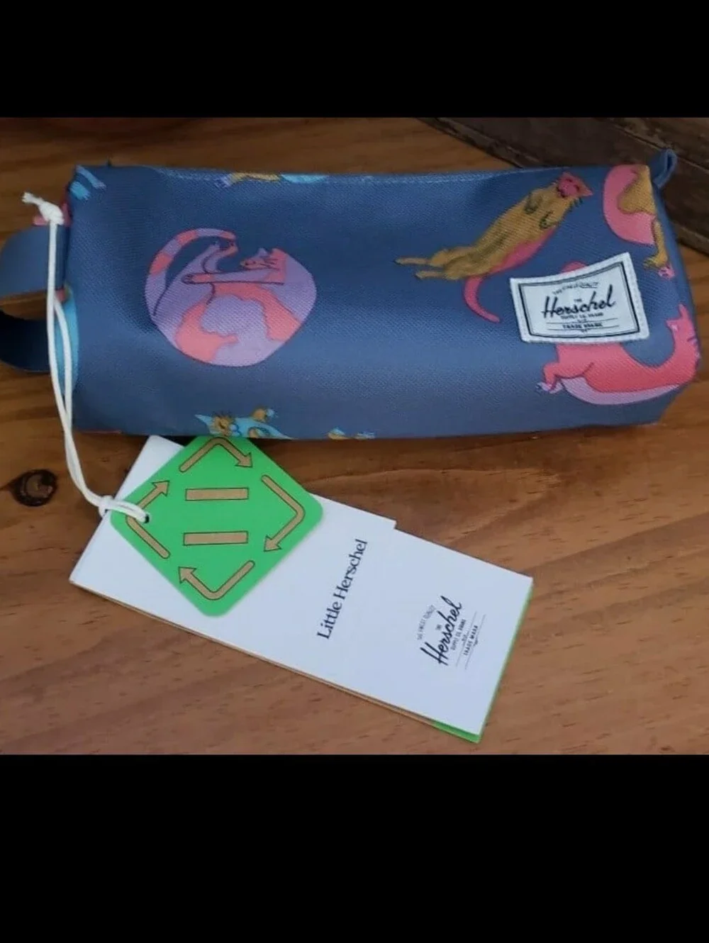 Herschel Dusty Blue Lazy Cat Settlement Pencil Case Little Herschel